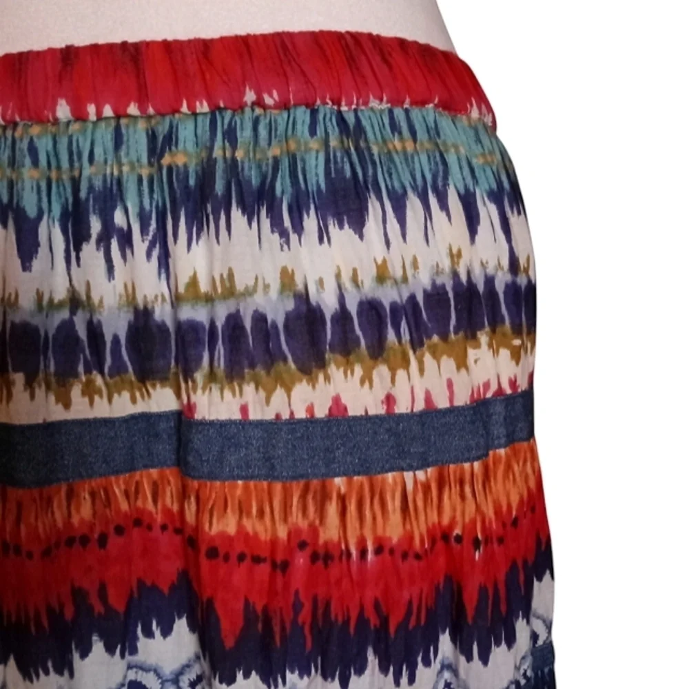 Life Style Women's 100% Cotton Tye Dye Boho Maxi Skirt Size Petite Medium